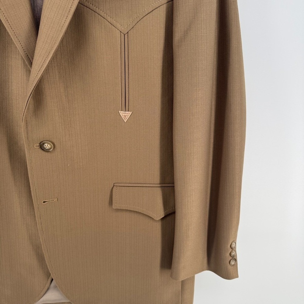 Circle S Western Blazer Mens 42R Tan Sport Coat Cowboy Ranch Jacket Embroidered - Picture 3 of 14